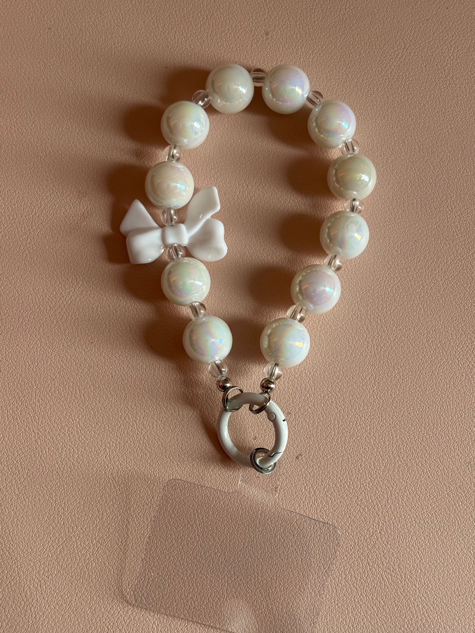 Telefoonkoord wit parelmoer