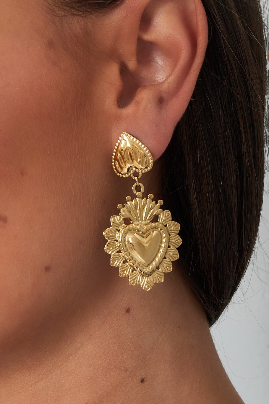 Hart oorbellen goud