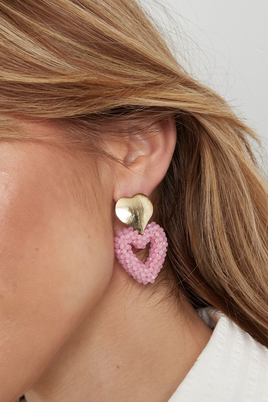 Oorbellen pink heart