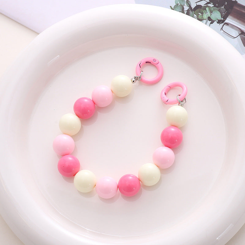 Telefoonkoord roze met wit