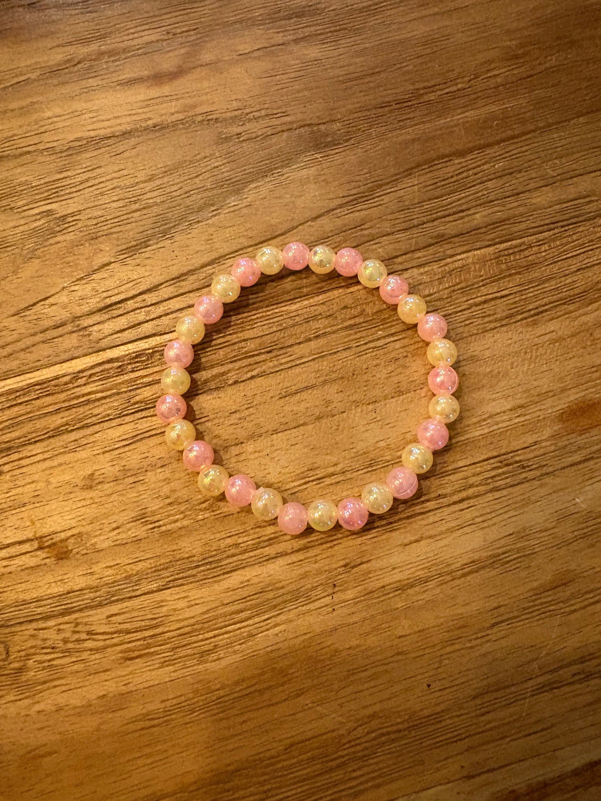 Kinder armbandje roze geel