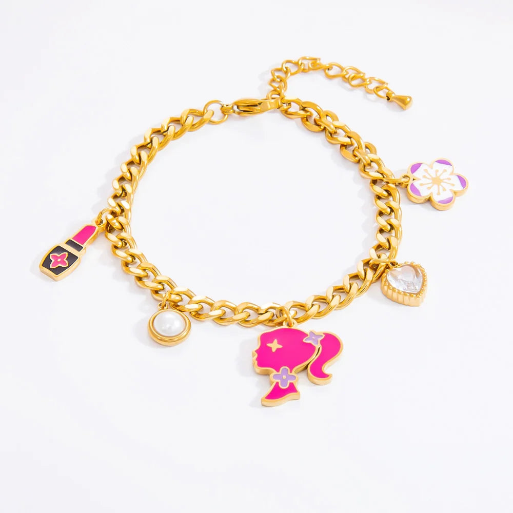 Armband met barbie hoofdje