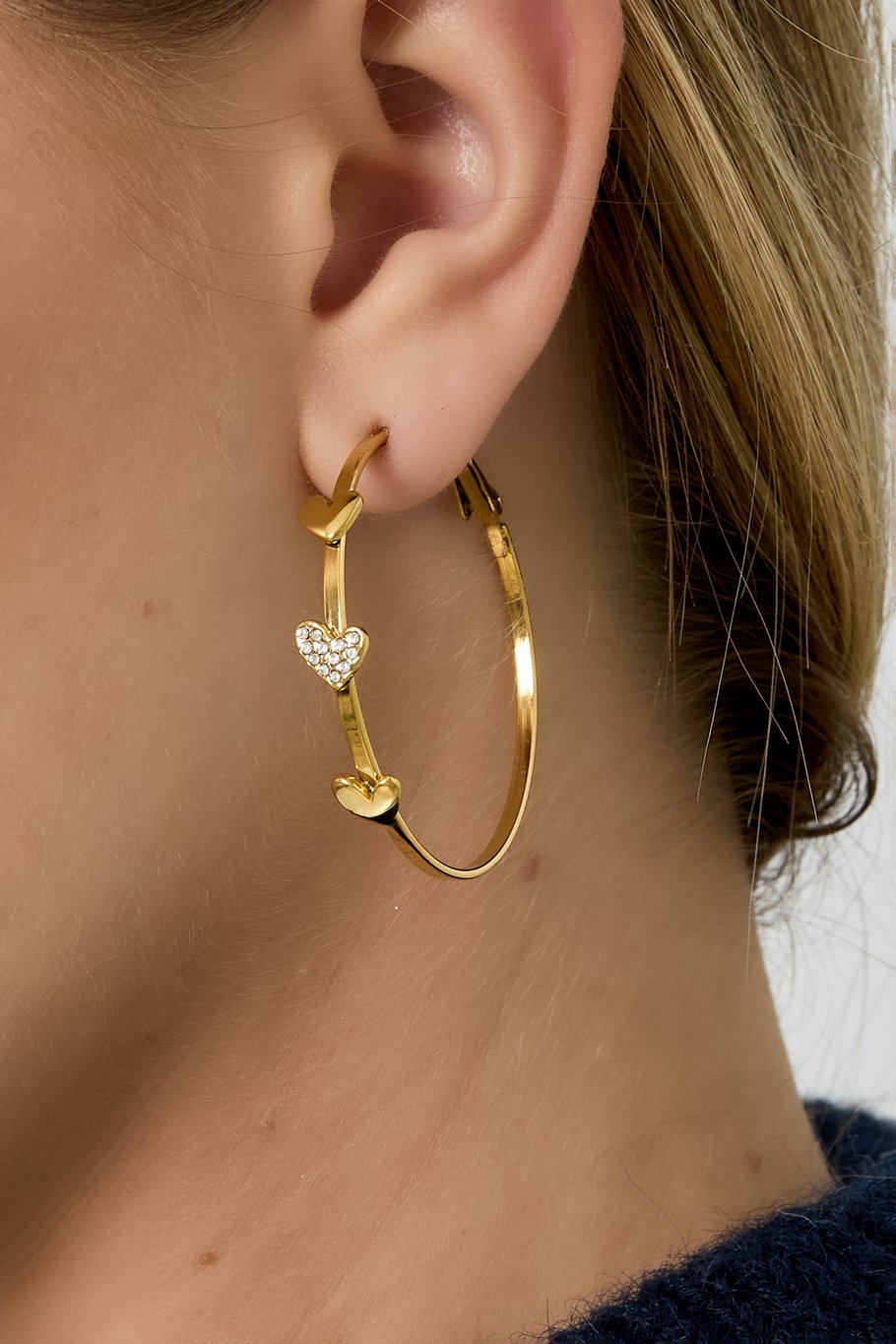 Oorbel ring hartjes